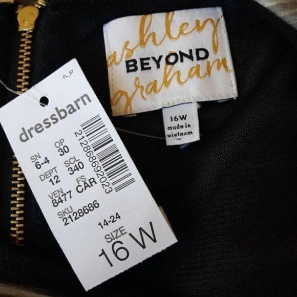 Ashley Graham Top Scuba Crop Tank Sleeveless Ombre Striped Black Sz 16W - Picture 3 of 11